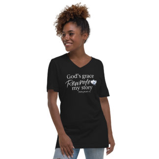 "Grace Rewrote" (Dark) – Women’s v-neck shirt