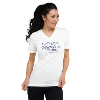 “Grace Rewrote” (Light) – Women’s v-neck shirt